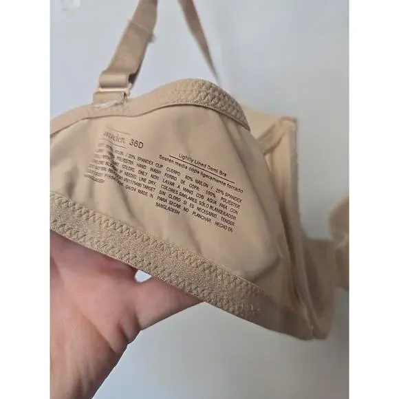 Auden Tan Full Coverage Lightly Lined Demi Adjustable Underwire Bra Size 36D - Picture 4 of 5